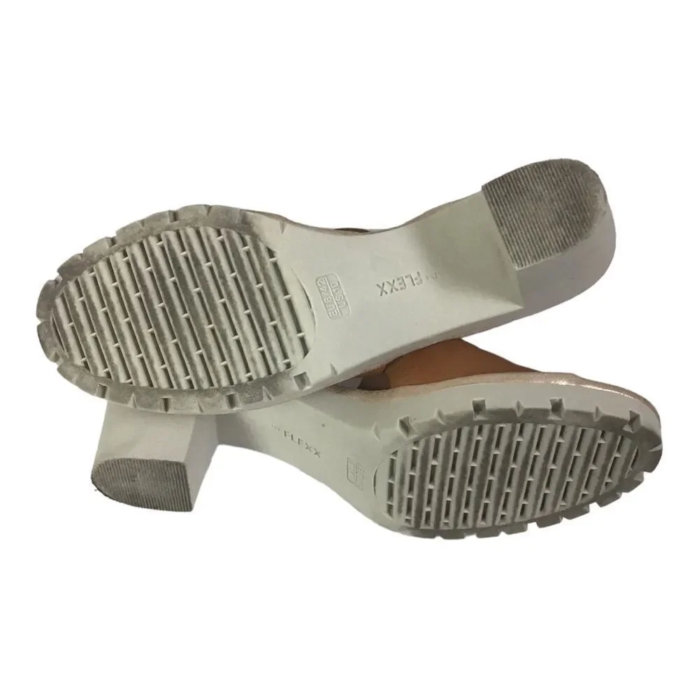 The Flexx Big Enough Leather Ankle Strap Heeled Sandals Size 10 Lug Sole - Picture 7 of 9